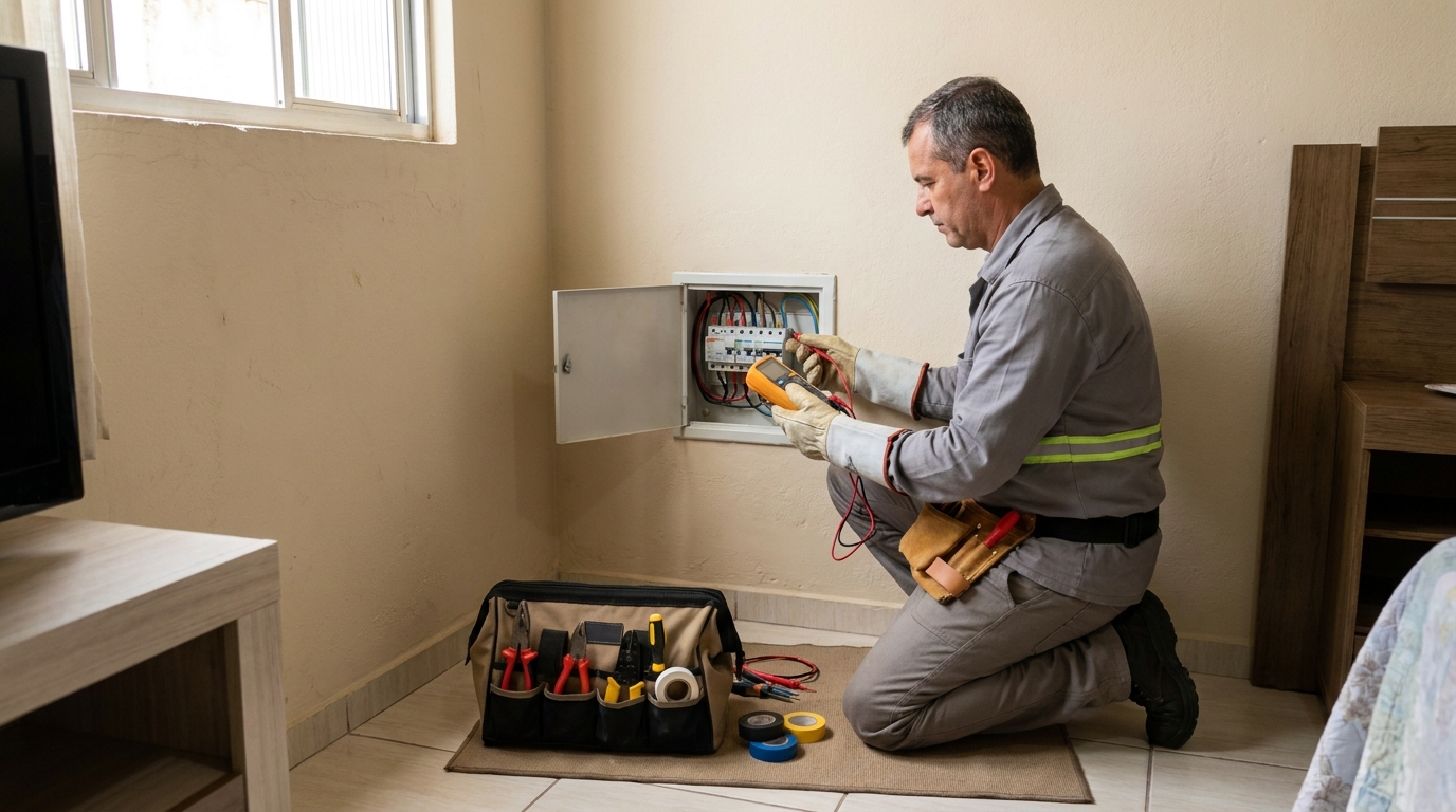 Eletricista trabalhando em Santos‑SP