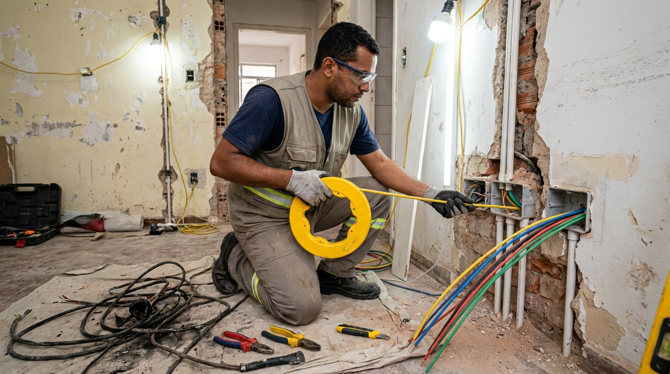 Troca de fiacao eletrica profissional em Santos‑SP